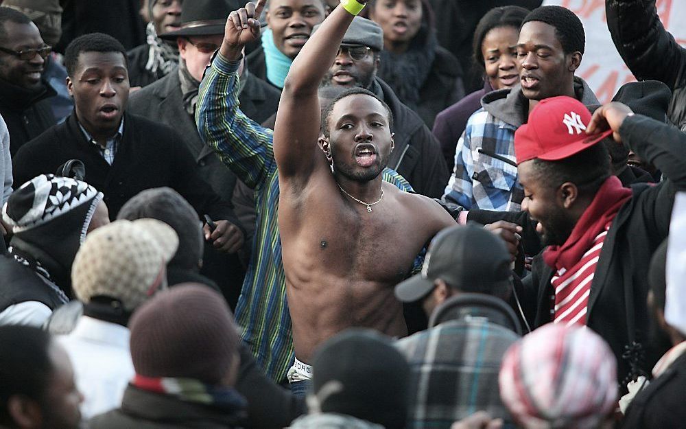 Demonstratie tegen de herkozen Congolese president Joseph Kabila in Brussel. Foto EPA