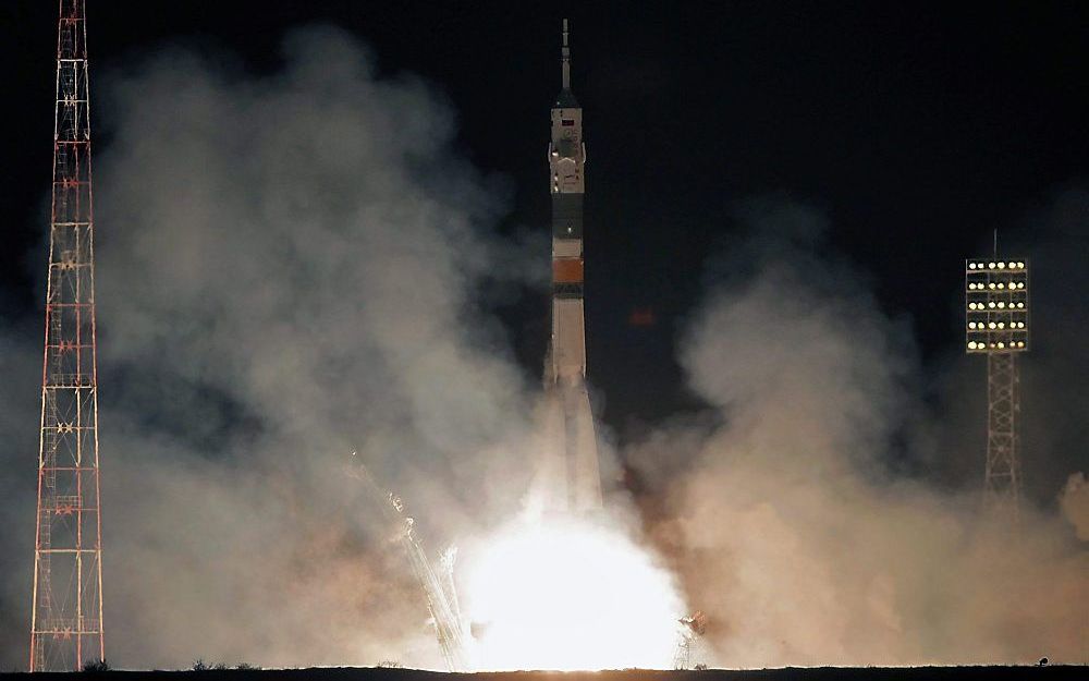 Lancering André Kuipers in Bajkonoer.  Foto EPA