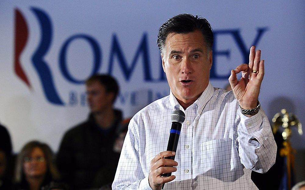 De Republikeinse politicus Mitt Romney wint volgende week dinsdag zo goed als zeker de voorverkiezingen in de staat New Hampshire.  Foto EPA