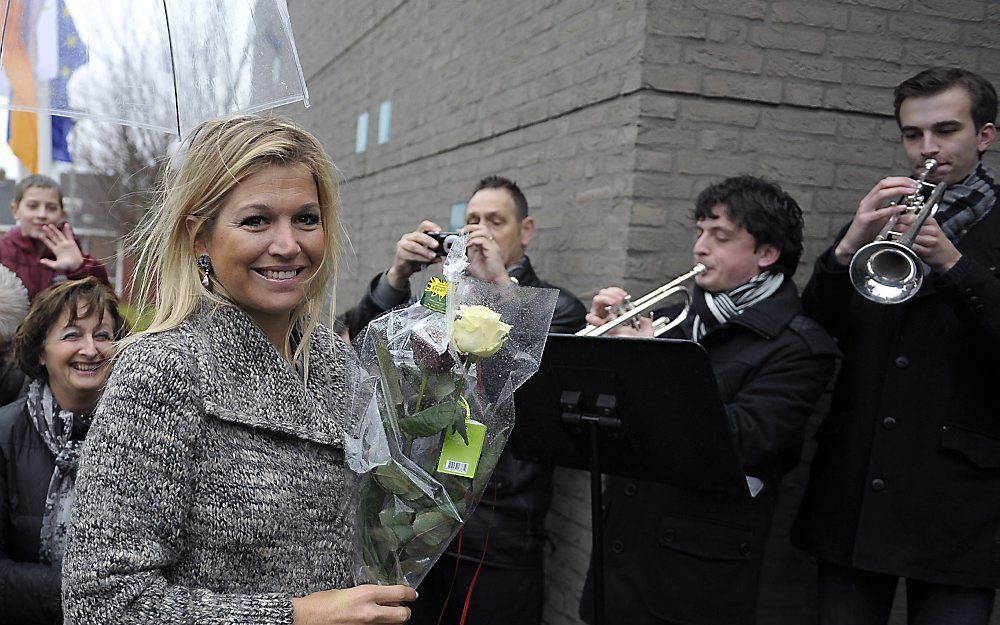 Prinses Maxima bezoekt het muziekproject ‘n Klinkend Perspectief in Multifunctioneel Centrum Landgraaf. Foto ANP