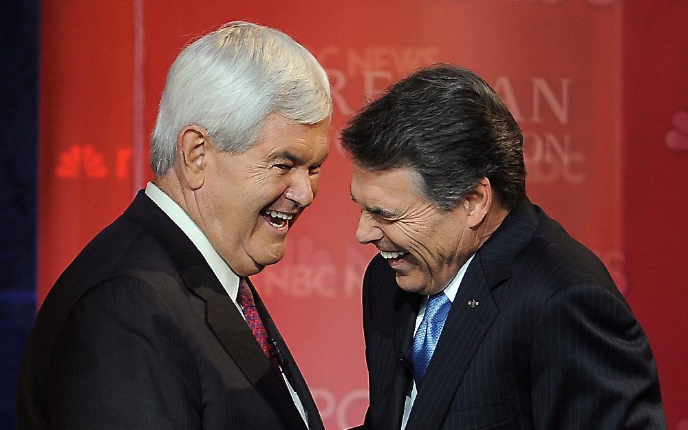 Perry (rechts) en Gingrich. Foto EPA