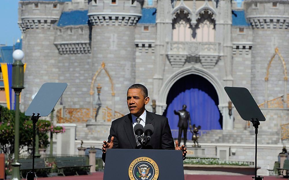 President Obama tijdens een bezoek aan Disney World in Florida.  Foto EPA