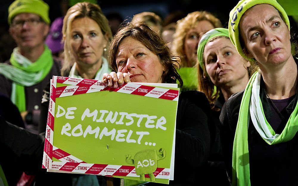 Leraren vanuit heel Nederland protesteerden vorige week in de Jaarbeurs in Utrecht tegen de ophokuren in het onderwijs. Foto ANP