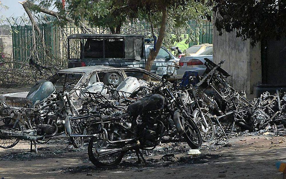 Ravage na een bomaanslag door Boko Haram op 26 januari in Kano, Nigeria. Foto EPA