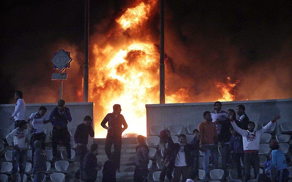 Stadionrellen van woensdag. Foto EPA