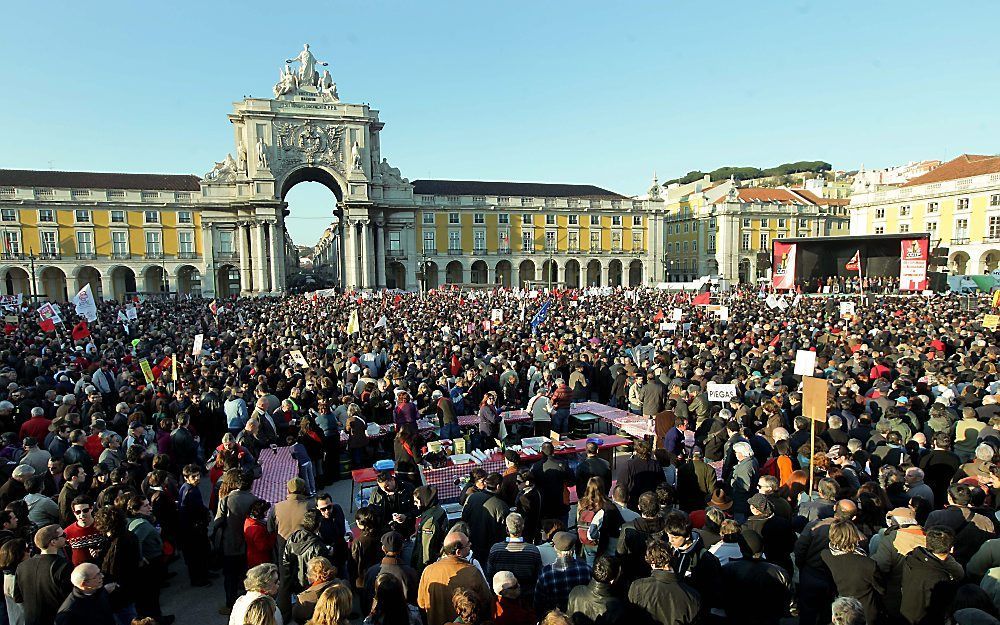 Grote betoging in Lissabon. Foto EPA