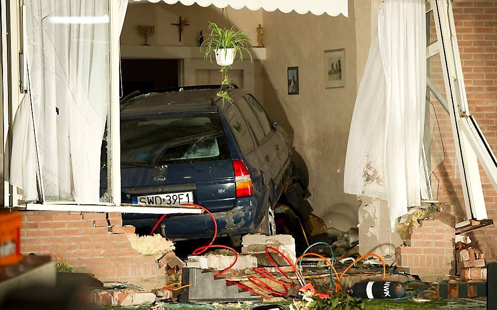 De auto die het huis in Noordwijk binnenreed. Foto ANP