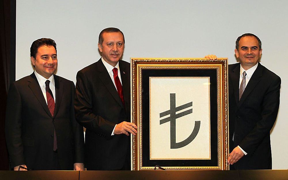 Het symbool voor de Turkse lira. Foto EPA