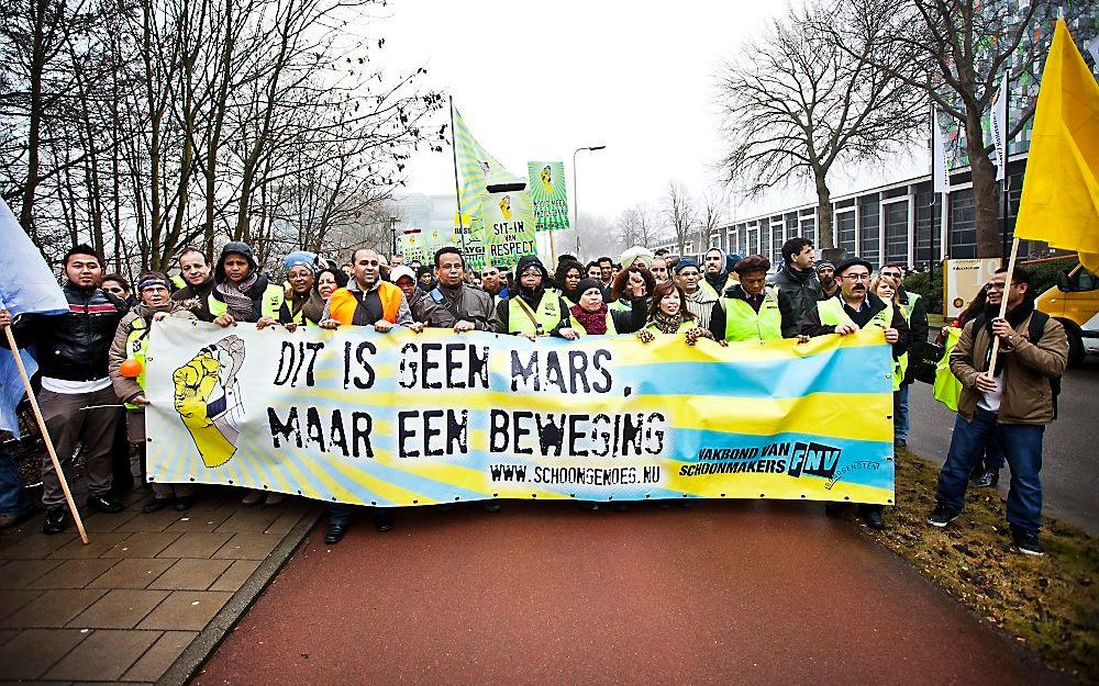 Protestmars van schoonmakers. Foto ANP