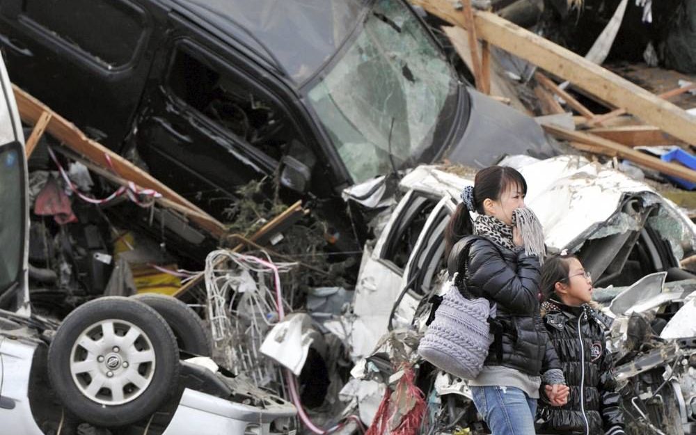 Ravage in de verwoeste stad Kamaishi. Foto EPA