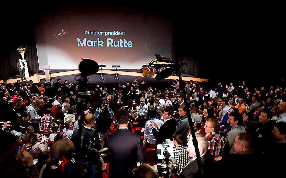 Ontvangst premier Rutte op de SGP-jongerendag. Foto Cees van der Wal