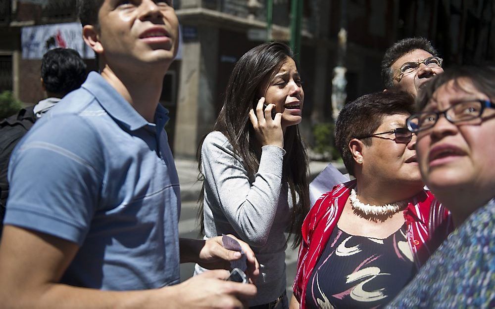 Schrik na aardbeving in Mexico.  Foto EPA