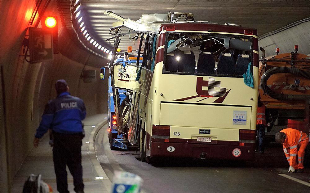 Busongeluk in het Zwitserse Sierre. Foto EPA