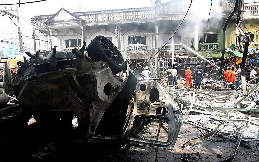 Drie bomaanslagen in Yala zorgen voor negen doden en ruim honderd gewonden.  Foto EPA