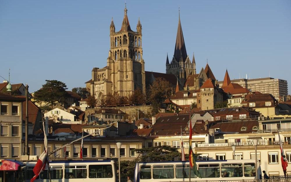 Zicht op Lausanne, met de Notre Dame in het midden. Foto Wikipedia.