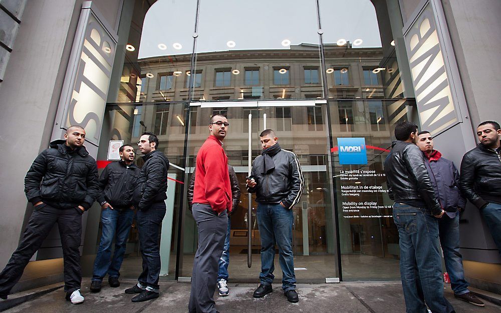 Het ov in Brussel staakt.  Foto EPA