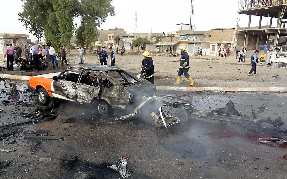 Plaats van de bomaanslag in Kirkuk. Foto EPA