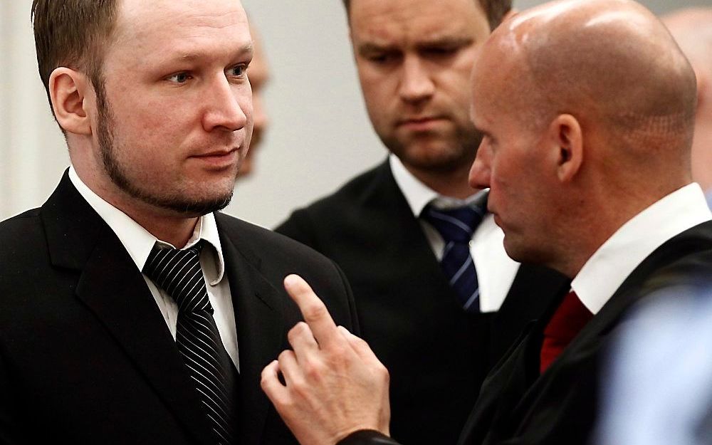 Breivik in de rechtzaal. Foto EPA