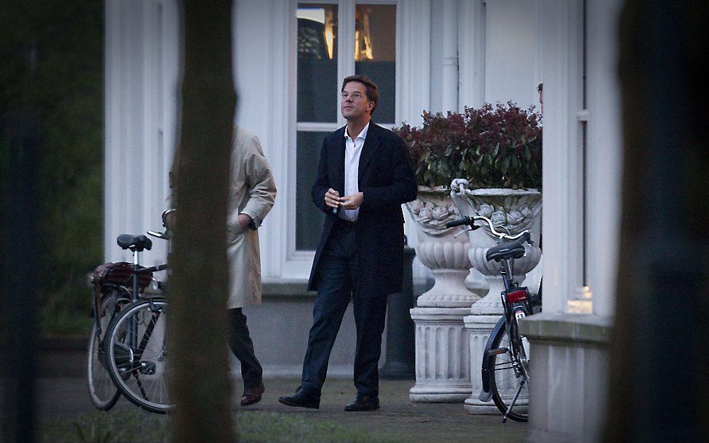 Premier Rutte bij het Catshuis, vrijdag 20 april. Foto ANP