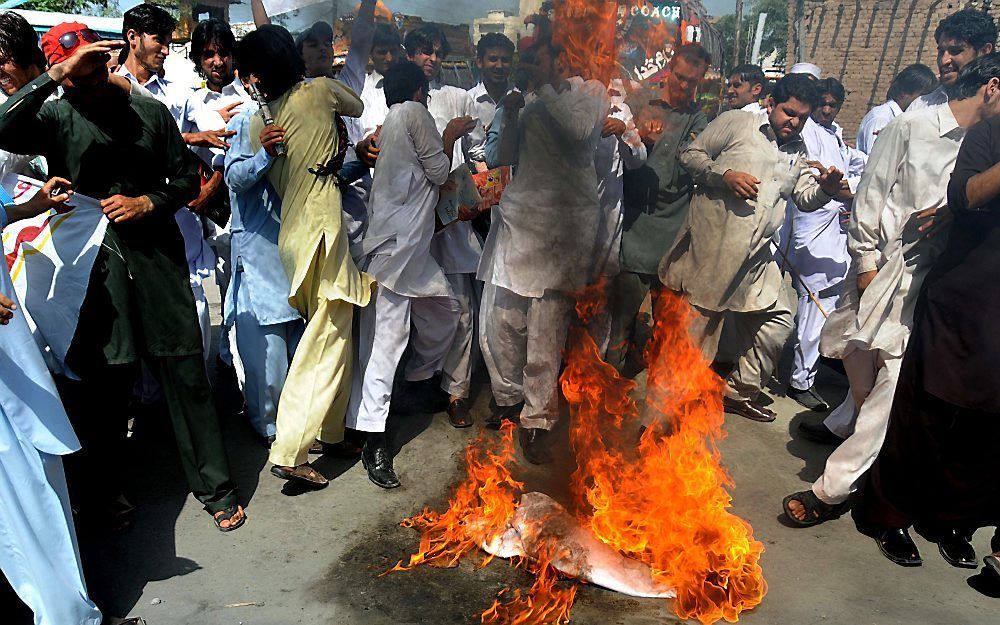 Protesten woensdag in Pakistan. Foto EPA