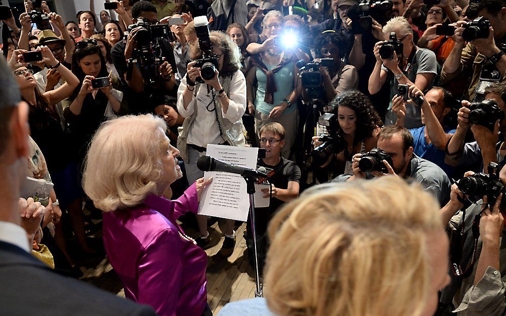 Veel media-aandacht voor Edith Windsor uit New York, die de zaak heeft aangespannen bij het hooggerechtshof. Foto EPA