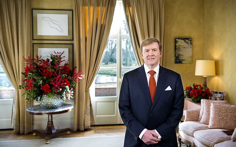 De koning tijdens zijn kersttoespraak. Beeld ANP