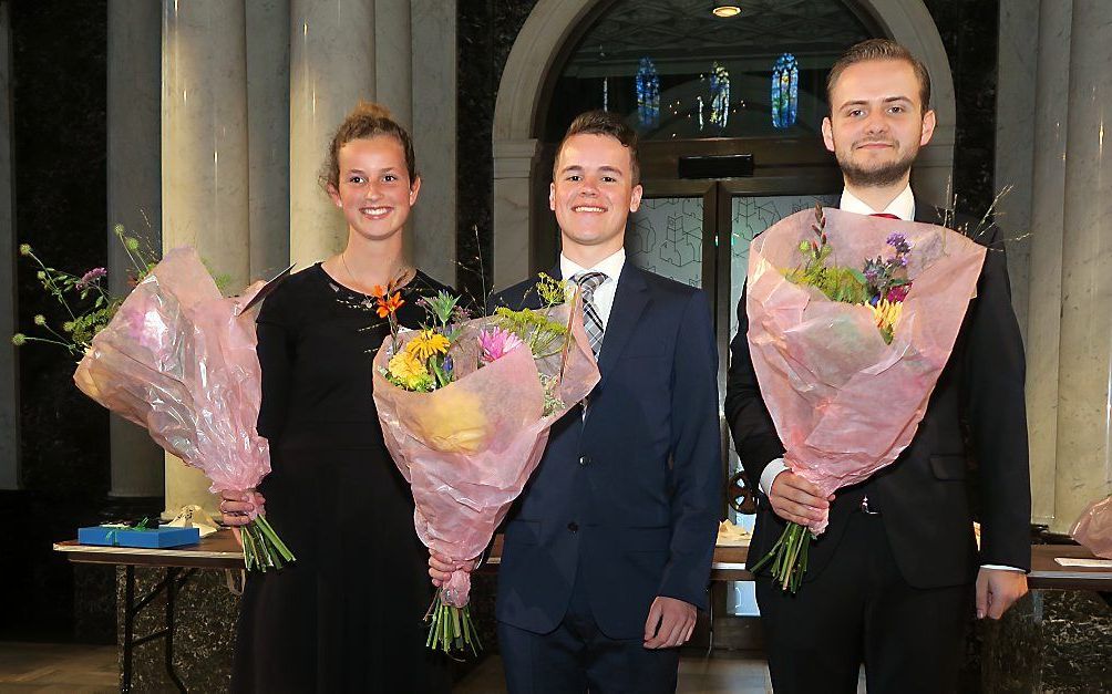 De drie winnaars (v.l.n.r.): Thirsa Brokking, Auke Kieviet en Rik Melissant. beeld Pieter Baak