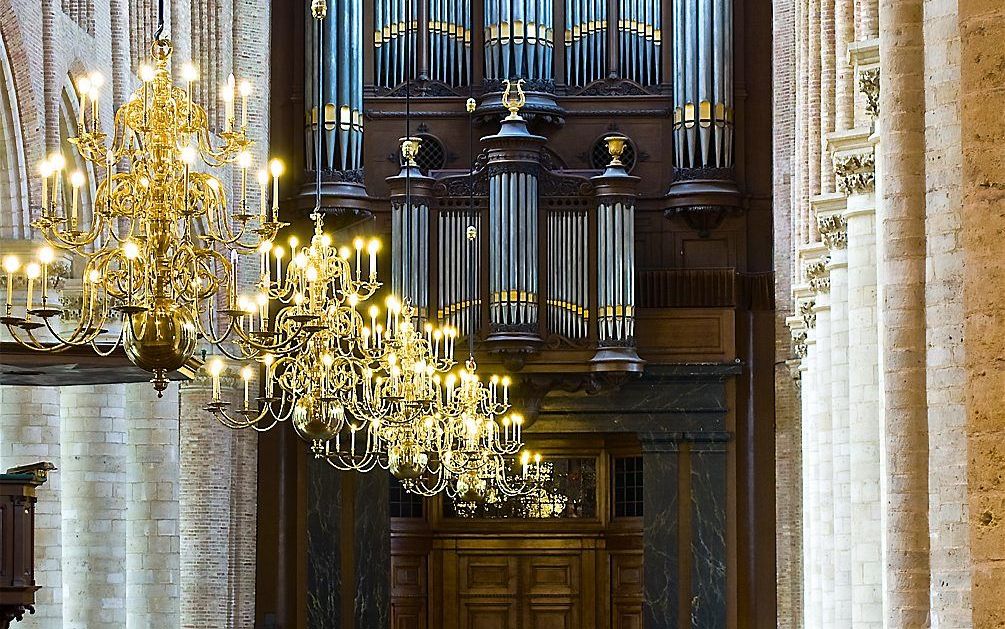 Het orgel in de Nieuwe Kerk van Delft. Beeld Wilco Blaak