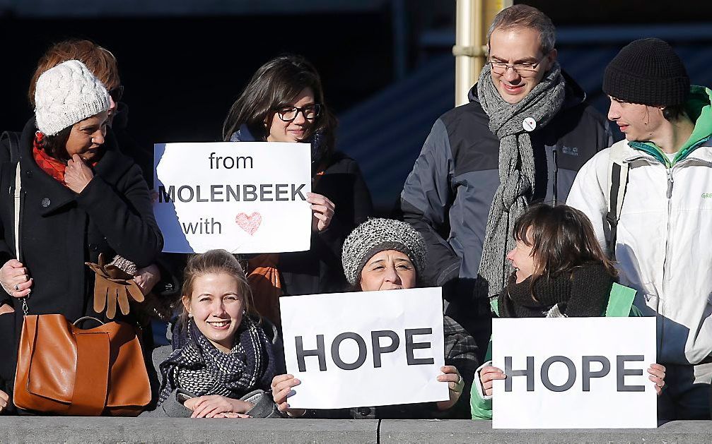 Demonstranten in Molenbeek. beeld ANP