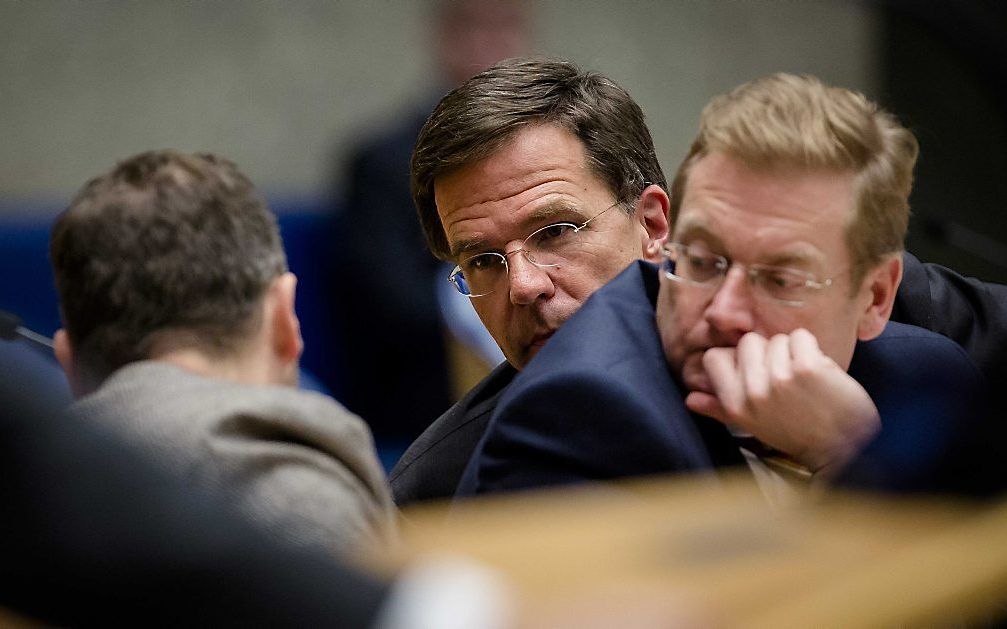 Dijkhoff, Rutte en Van der Steur in het debat over de Teevendeal, beeld ANP.