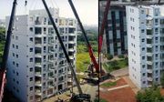 Het Chinese bedrijf Broad Group bouwde in 28 uur en 45 minuten een complete woonflat van tien verdiepingen.  beeld Broad Group