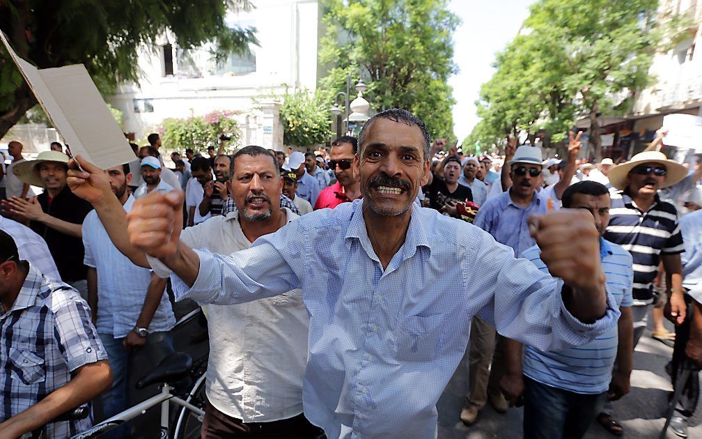 Demonstratie in Tunis. Foto EPA