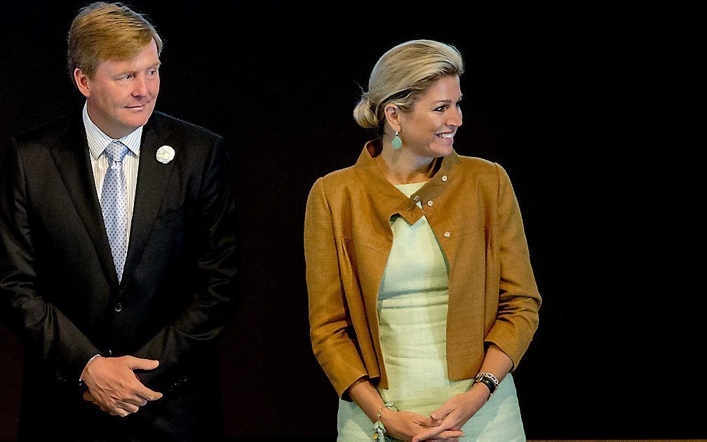 Koning Willem-Alexander en koningin Máxima zijn bij dienst in verband met tien jaar Protestantse Kerk in Nederland. beeld ANP