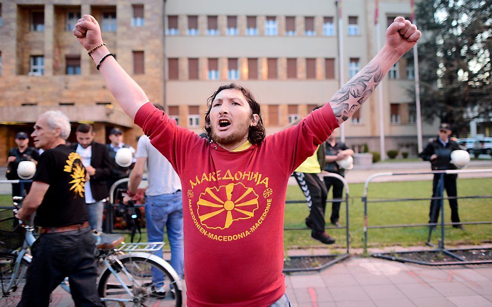 Demonstratie tegen Noord-Macedonië. beeld EPA, NAKE BATEV