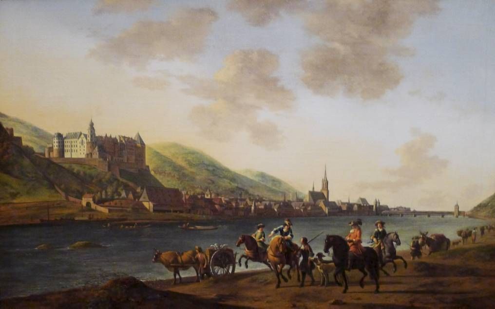 Heidelberg in de 16e eeuw. Schilderij in het Kurpfälzisches Museum in Heidelberg. Foto RD