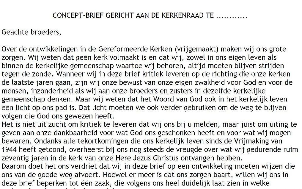 Conceptbrief. beeld gereformeerdekerkblijven.nl