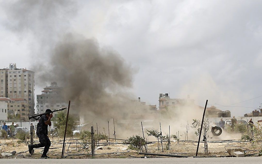 Militaire training van Palestijnen bij Gaza, vorige week. Beeld AFP