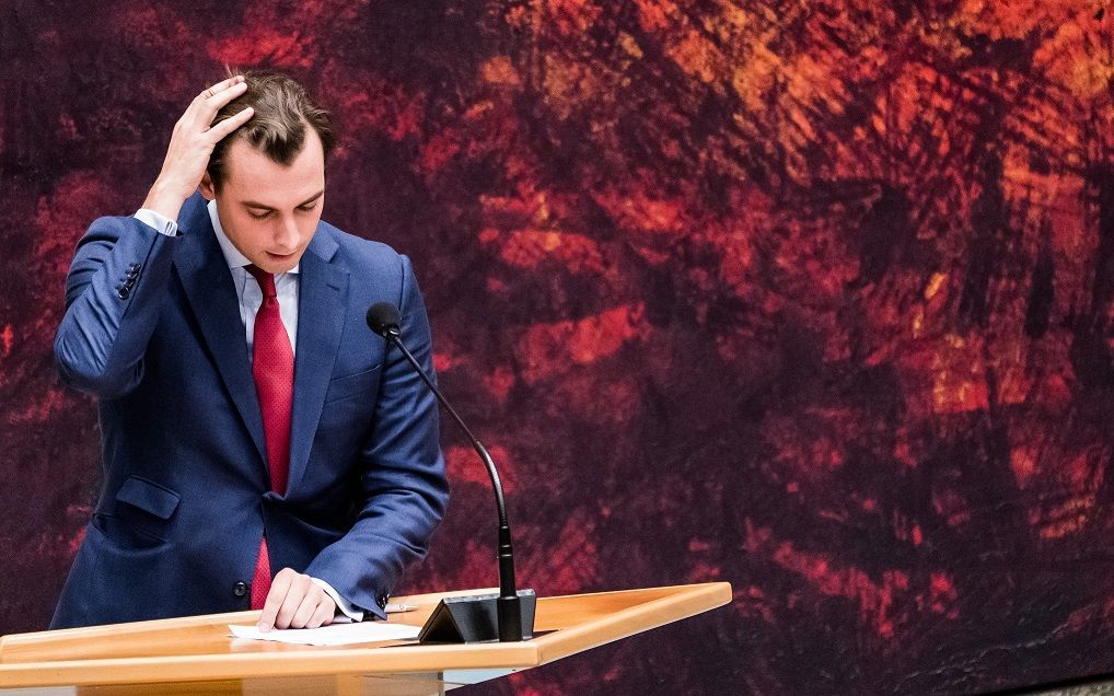 Thierry Baudet van Forum voor Democratie tijdens een debat in de Tweede Kamer. beeld ANP, Bart Maat