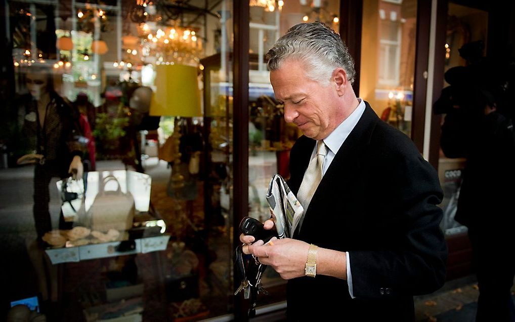 Moszkowicz arriveert dinsdag bij zijn kantoor in Amsterdam. Foto ANP