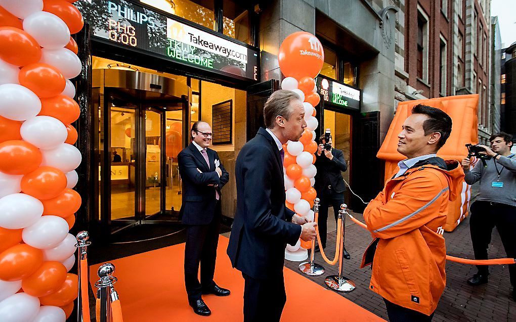 CEO Jitse Groen van Takeaway komt in september aan bij Beursplein 5 voor de beursgang van het bedrijf. beeld ANP