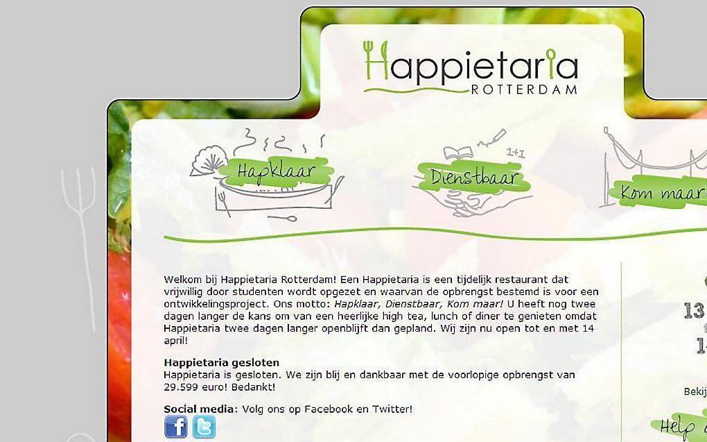 De website van Happietaria Rotterdam. Foto RD