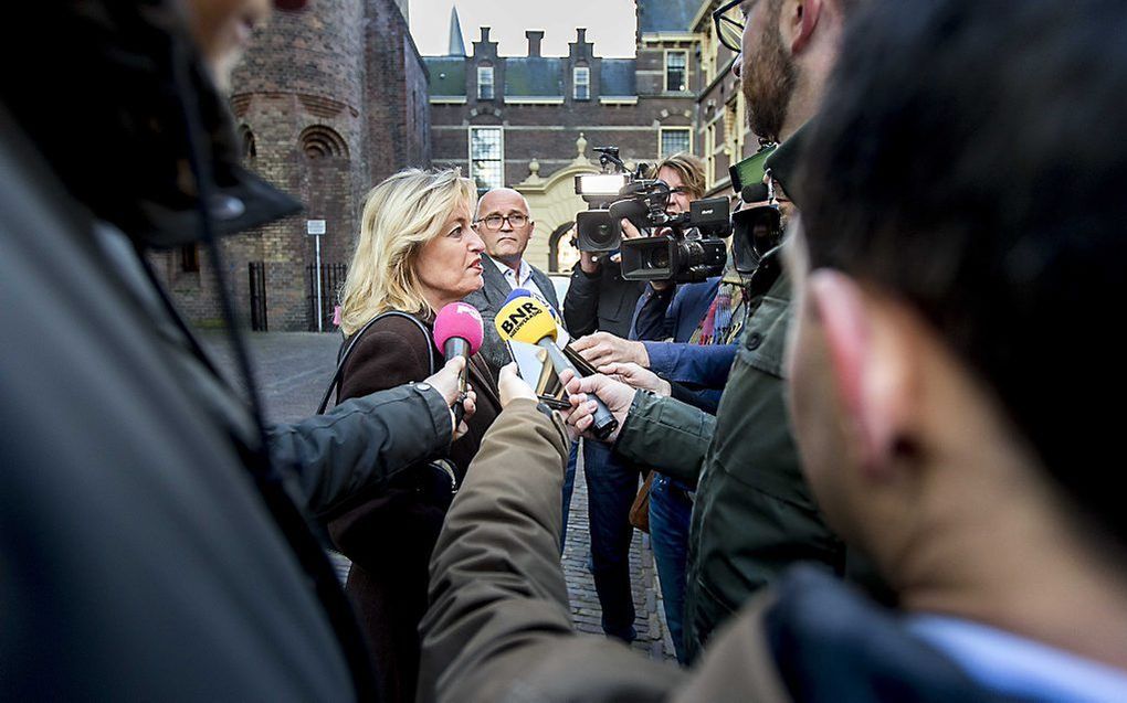 Minister Bussemaker (Emancipatie) staat de pers te woord op het Binnenhof. beeld ANP, Jerry Lampen