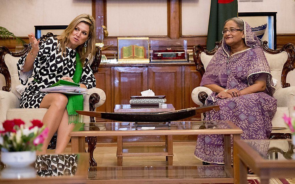 Koningin Máxima ontmoet premier Sheikh Hasina van Bangladesh. beeld ANP