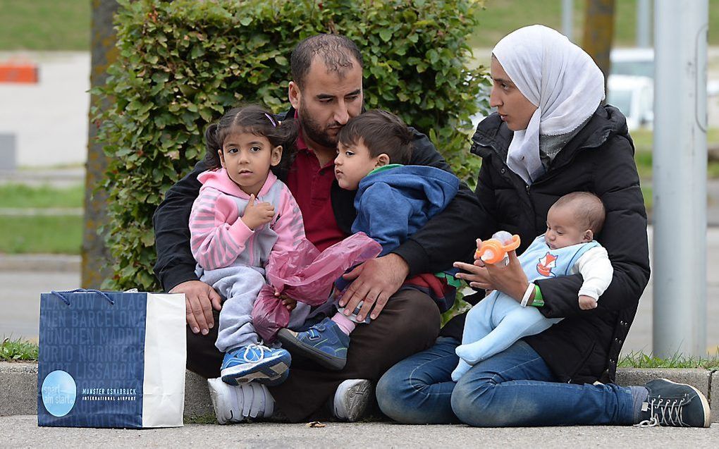 Syrische familie, gevlucht uit eigen land. Beeld AFP