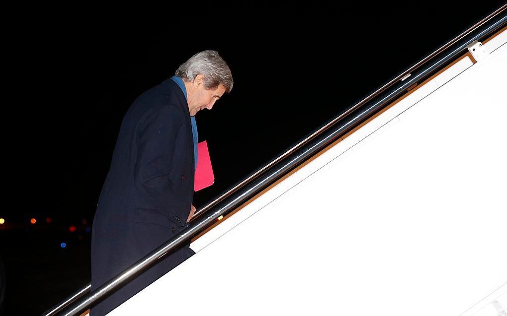 Minister Kerry op weg naar Oekraïne. beeld AFP