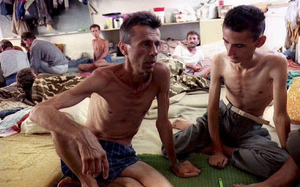 Beelden van kampen in de omgeving van Prijedor schokten in augustus 1992 de hele wereld. Foto: het Servische gevangenenkamp in Ternopolje, dicht bij Omarska. beeld AFP