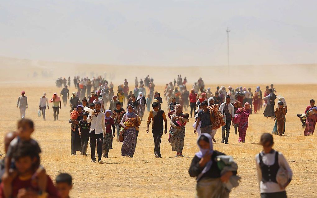 Archiefbeeld uit 2014: Jezidi's op de vlucht voor IS. beeld Getty Images