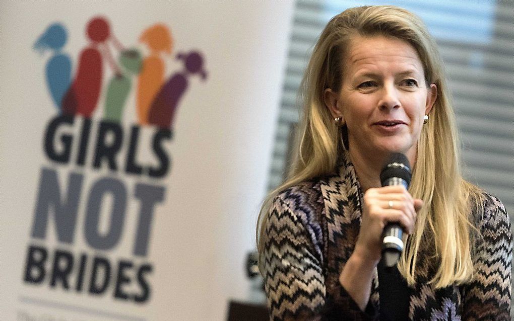 Mabel van Oranje, voorzitter Girls Not Brides Global, lanceert samen met Stichting Kinderpostzegels, Plan Nederland en Save the Children de organisatie Girls Not Brides Nederland. beeld ANP