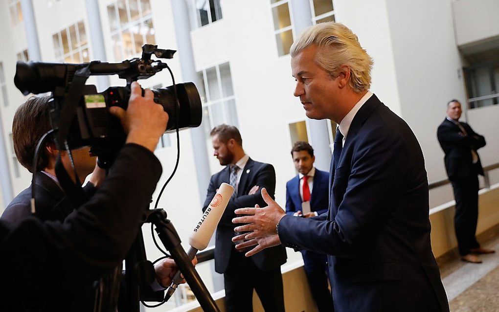 PVV-leider Wilders reageerde woensdag opgetogen op de verkiezingswinst van Trump in Amerika. beeld ANP, Bas Czerwinski