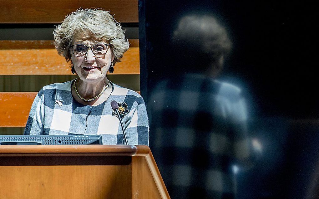 Prinses Margriet houdt een toespraak bij een symposium over antimicrobiële resistentie. beeld ANP